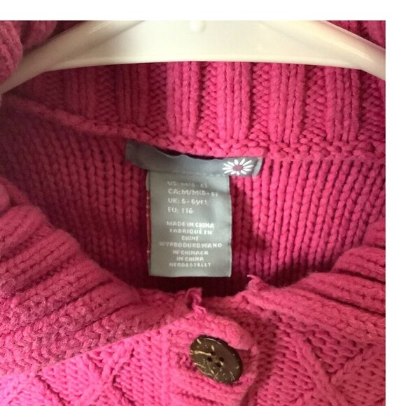 Girls Pink Knit Cardigan Sweater Size M 5-6 Diamond Pattern Button Front - Picture 9 of 13